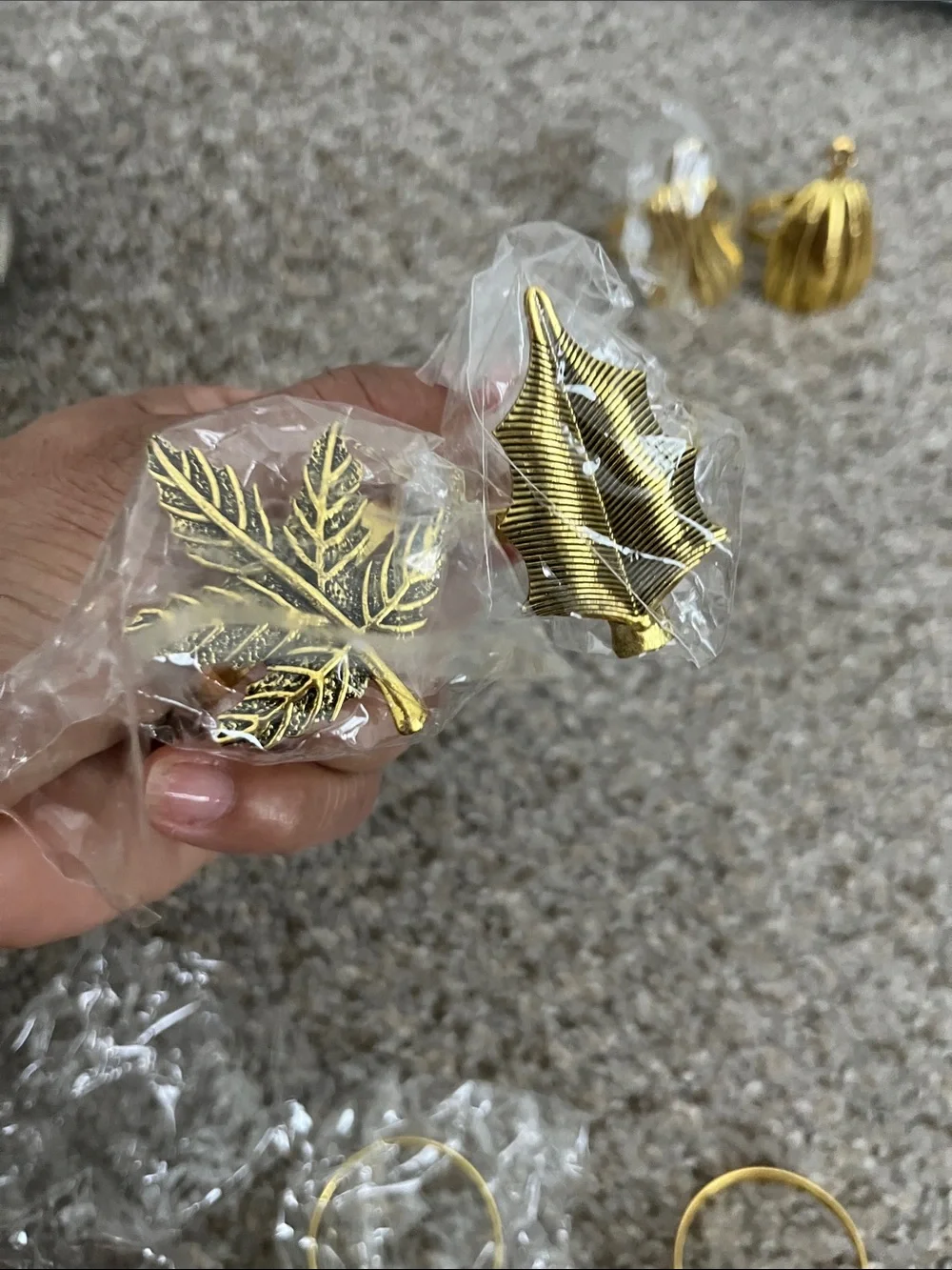 Fall Napkins rings. Vintage gold. Table setting decorations set of six